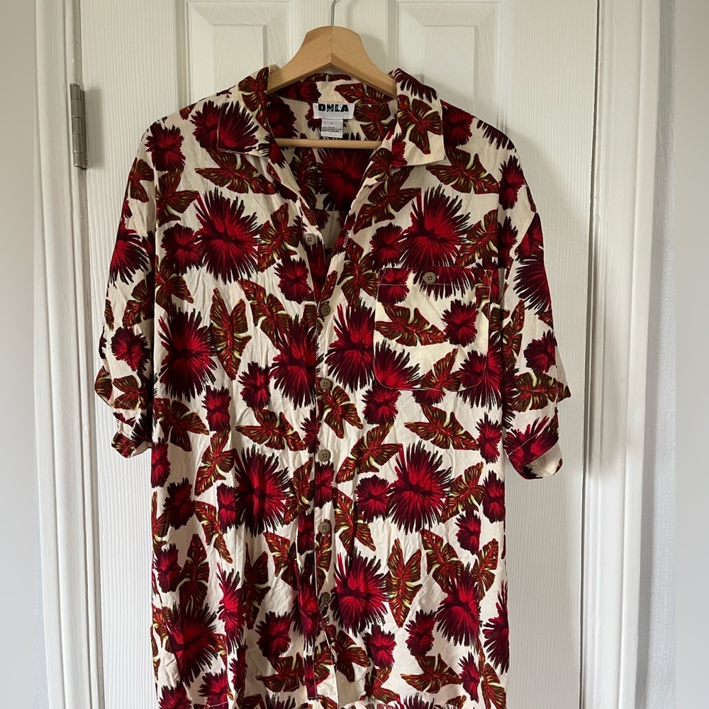 Red Hawaiian button-up